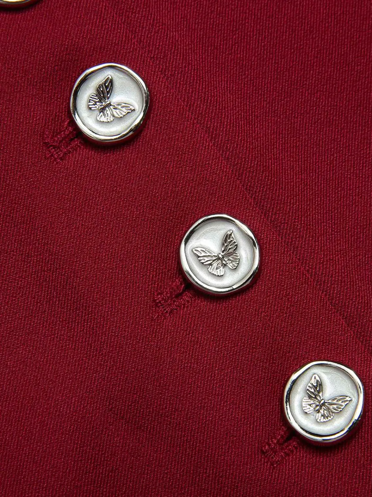 Fashion Retro Stage 1940s Buttoned Solid Skirt Red