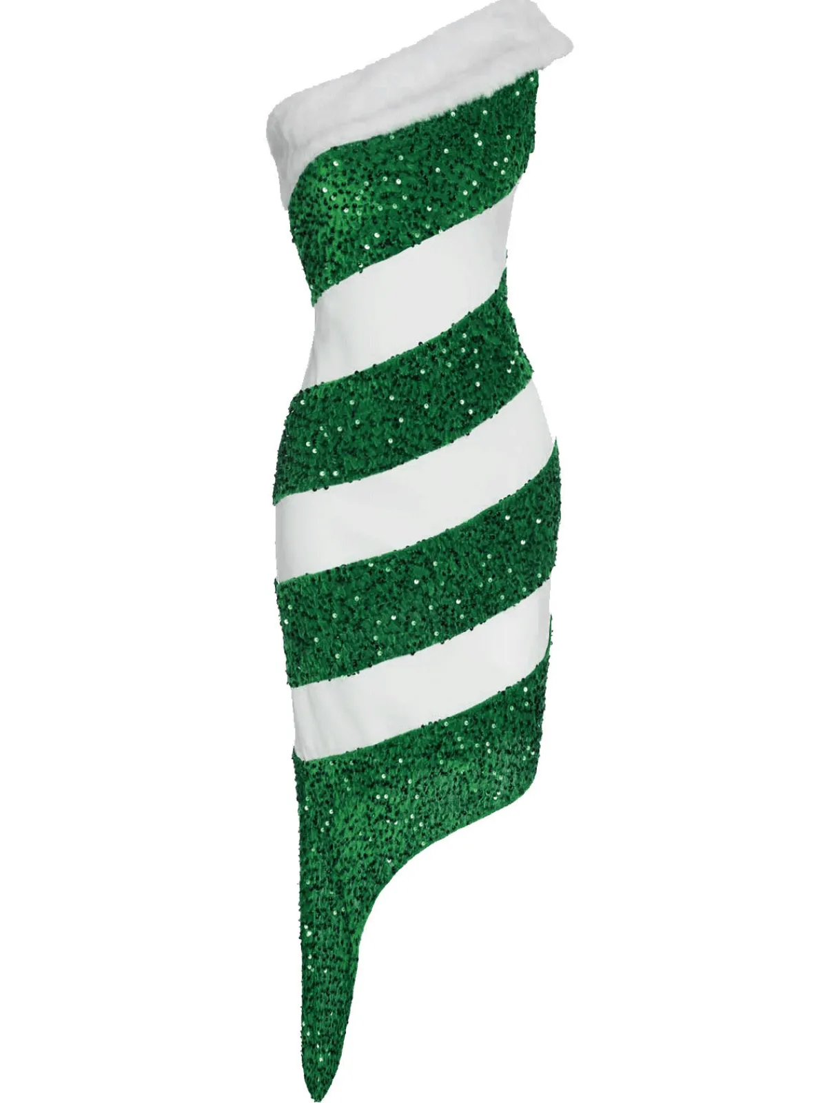 Sale Retro Stage Red 1960s Candy Cane One-Shoulder Dress