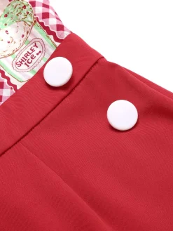 Online Retro Stage 1930s Cherry Cupcake Strap Jumpsuit Red