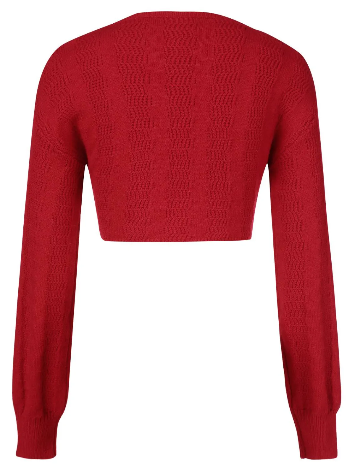 Hot Retro Stage 1980s Christmas Bowknot Crop Sweater Red