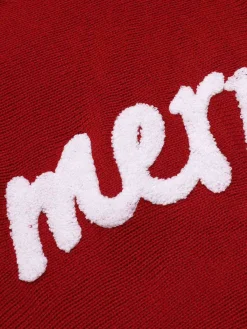 Fashion Retro Stage 1980s Christmas Merry Print Turtleneck Sweater Red