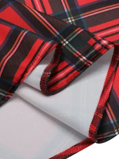 Best Retro Stage 1950s Christmas Plaid Off-Shoulder Dress Red