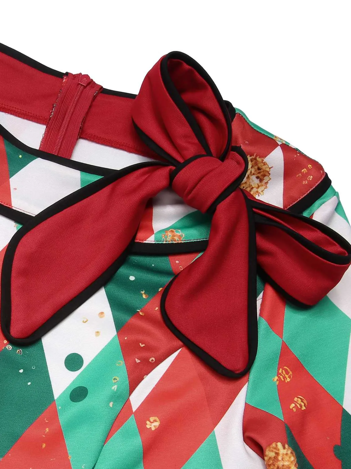 Best Retro Stage Red 1950s Christmas Plaids Bow Decor Dress