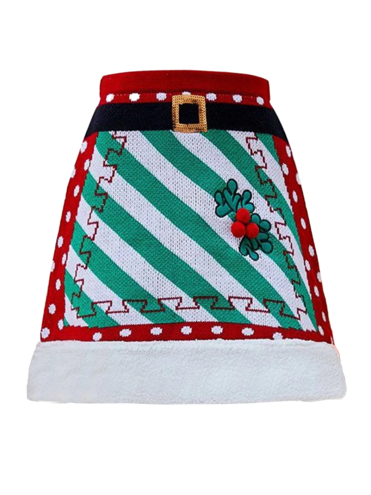 Sale Retro Stage 1950s Christmas Polka Dots Knit Skirt Red