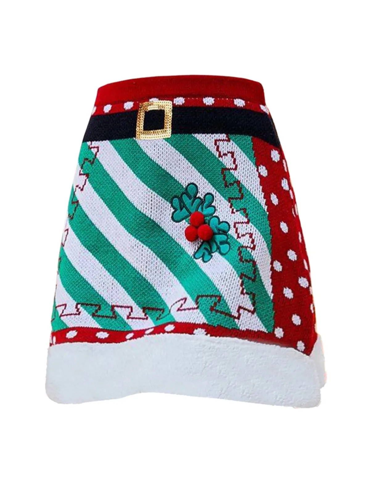 Sale Retro Stage 1950s Christmas Polka Dots Knit Skirt Red