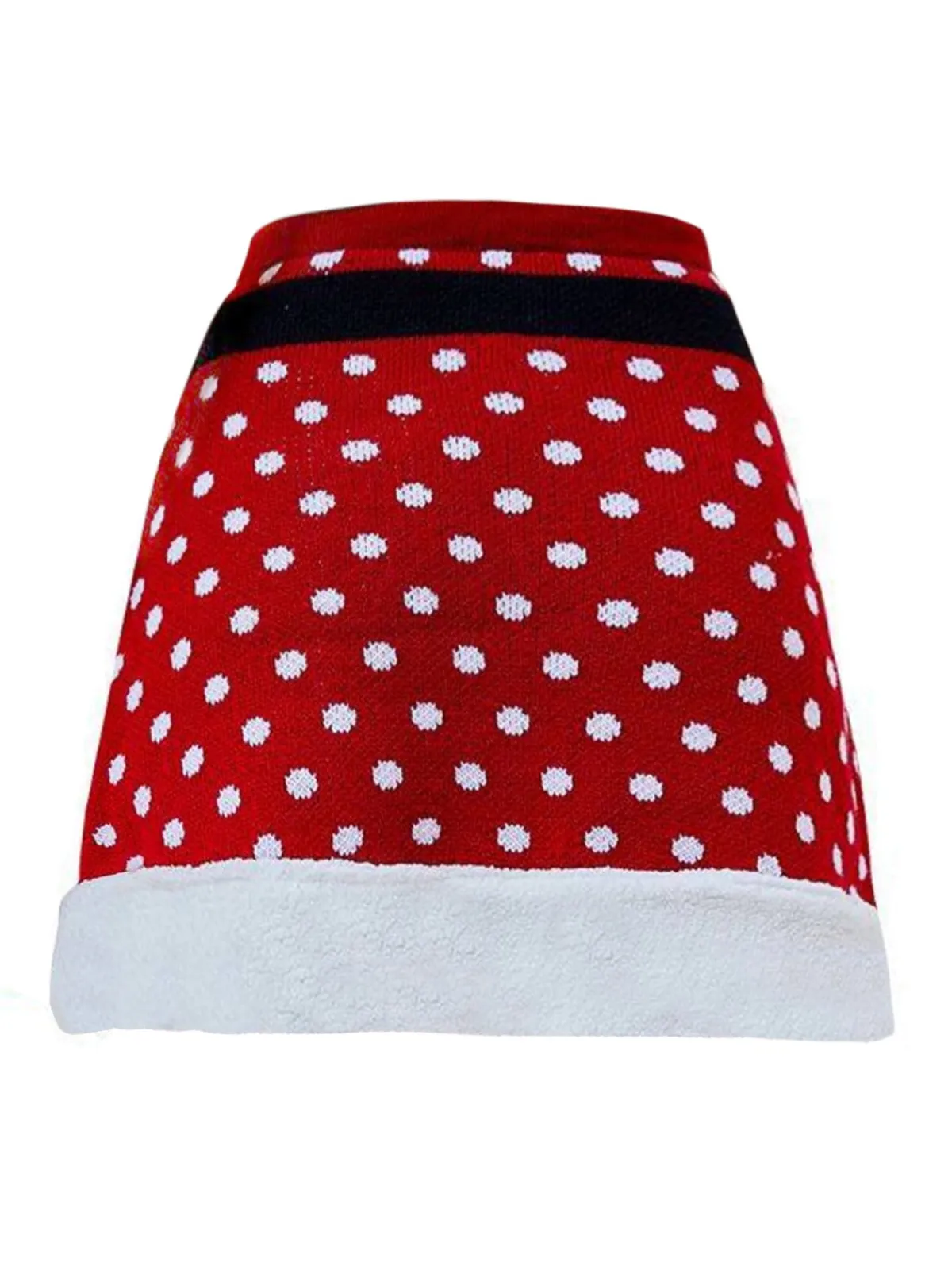 Sale Retro Stage 1950s Christmas Polka Dots Knit Skirt Red