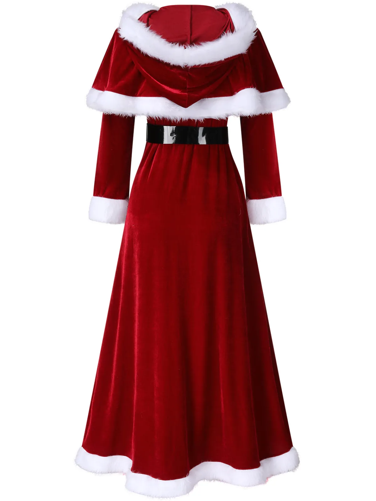 Online Retro Stage 1940s Christmas Velvet Hooded Cloak Dress Red