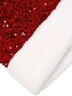 Online Retro Stage 1950s Cold-Shoulder Furry Sequined Dress Red