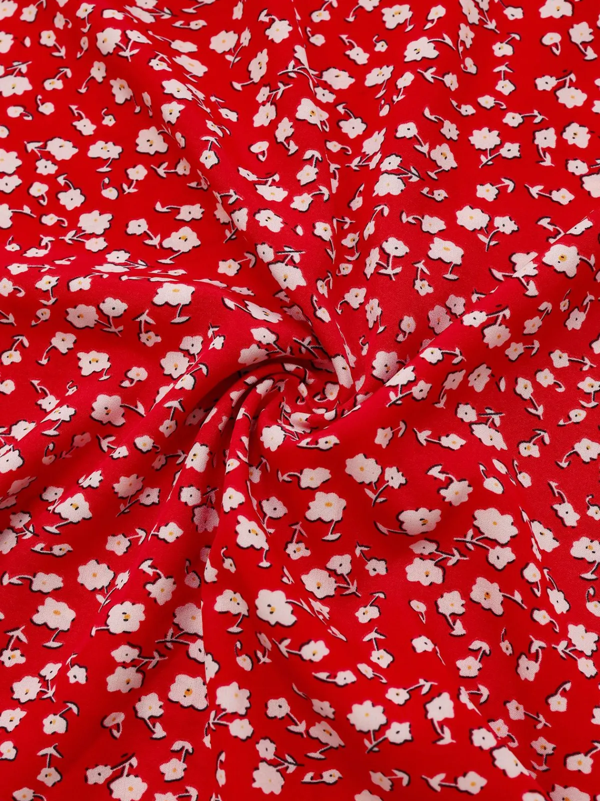 Hot Retro Stage 1960s Ditsy Floral Lace-Up Mini Dress Red