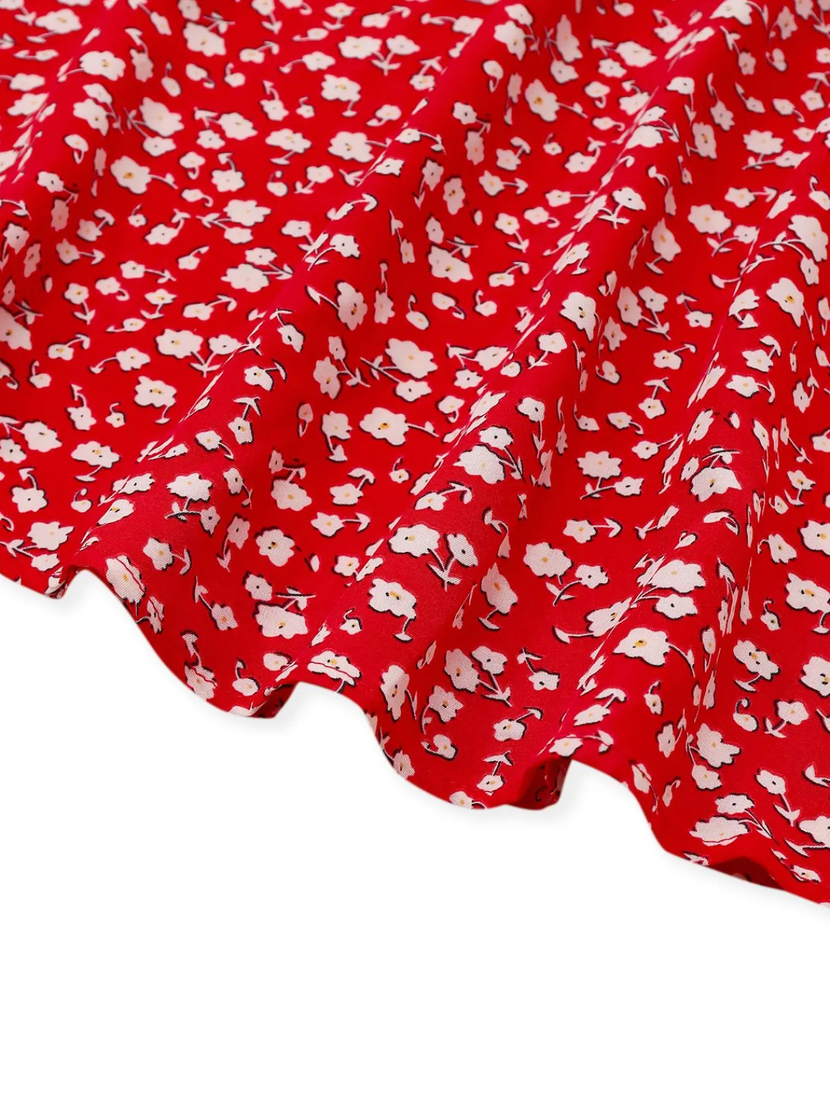 Hot Retro Stage 1960s Ditsy Floral Lace-Up Mini Dress Red