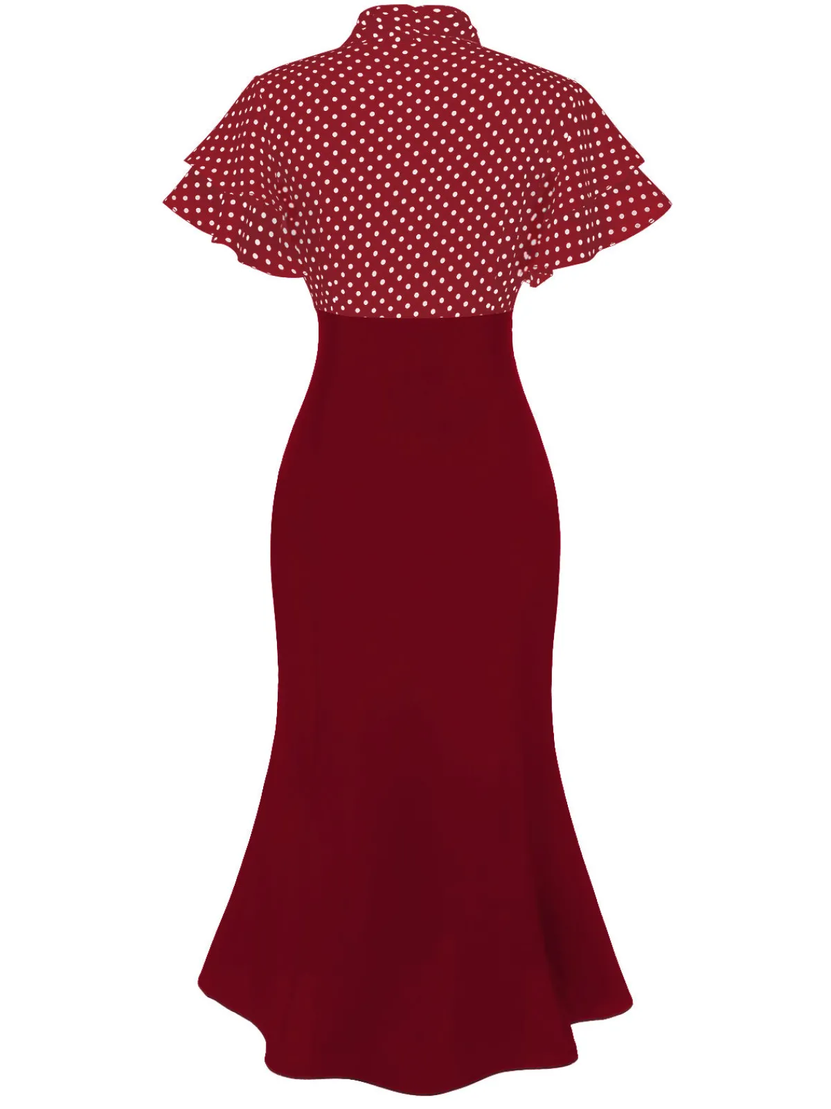Outlet Retro Stage Red 1930s Dots Tie Neck Mermaid Dress