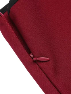Fashion Retro Stage Red 1950s Elastic Waist Solid Shorts Wine Red