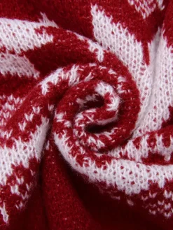 Clearance Retro Stage Red 1950s Fair Isle Christmas Sweater Wine Red