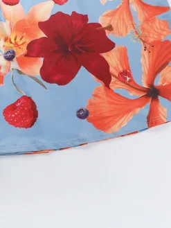Sale Retro Stage 1930s Floral Backless Slip Maxi Dress Red