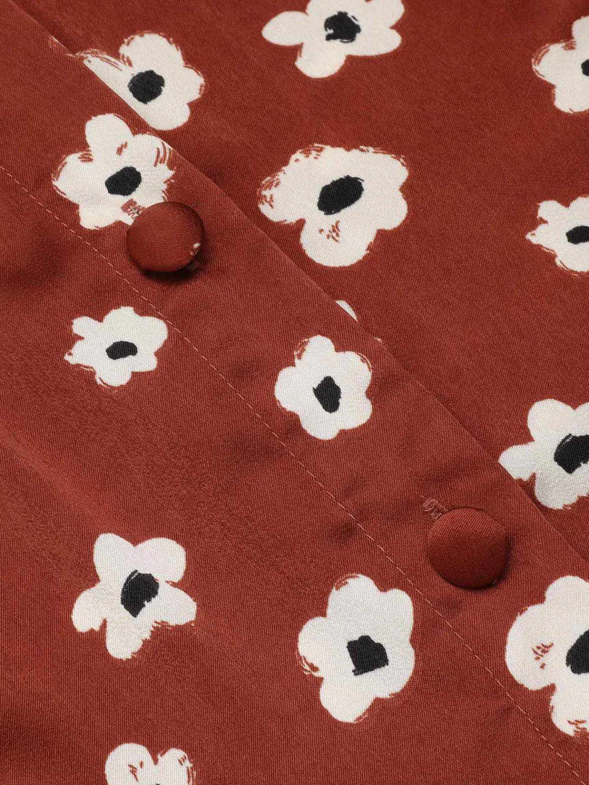 Discount Retro Stage 1960s Floral Puff Sleeve Fla Dress Red