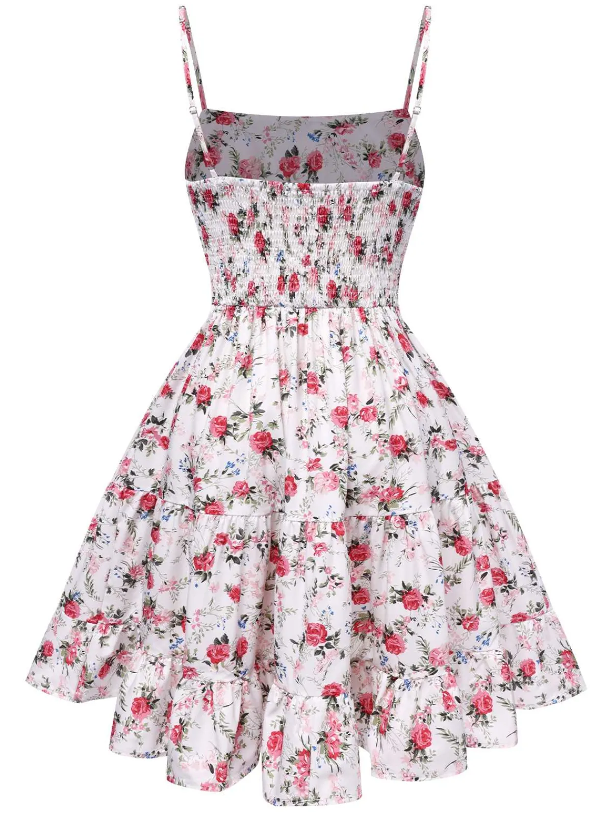 Best Retro Stage 1940s Floral Spaghetti Straps Dress Red