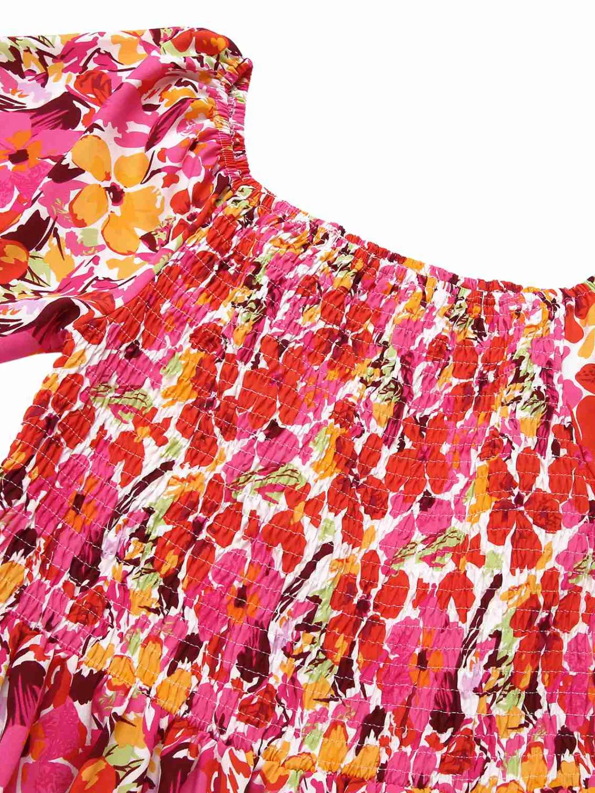 Clearance Retro Stage 1940s Flower Print Square Neck Tie Dress Red