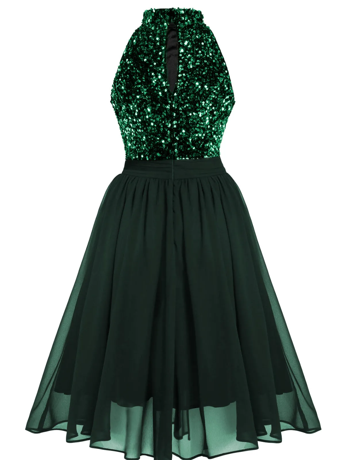 Clearance Retro Stage Red 1950s Gold Glitter Patchwork Dress