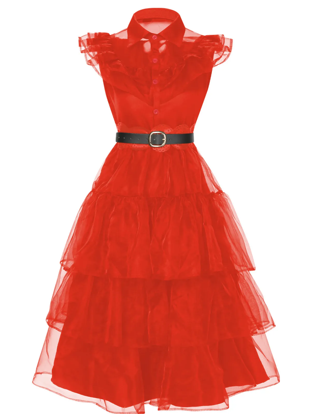 Best Retro Stage Red 1950s Halloween Lace Belt Dress