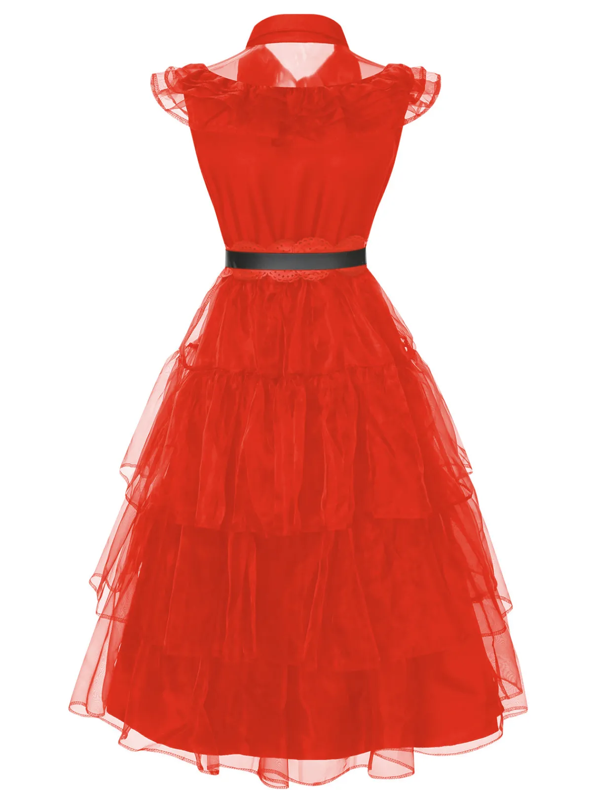 Best Retro Stage Red 1950s Halloween Lace Belt Dress