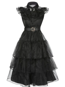 Best Retro Stage Red 1950s Halloween Lace Belt Dress