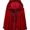 Hot Retro Stage Red 1950s Halloween Lace Trim Velvet Cape