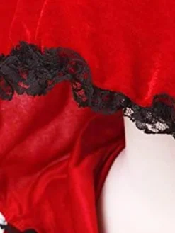 Hot Retro Stage Red 1950s Halloween Lace Trim Velvet Cape