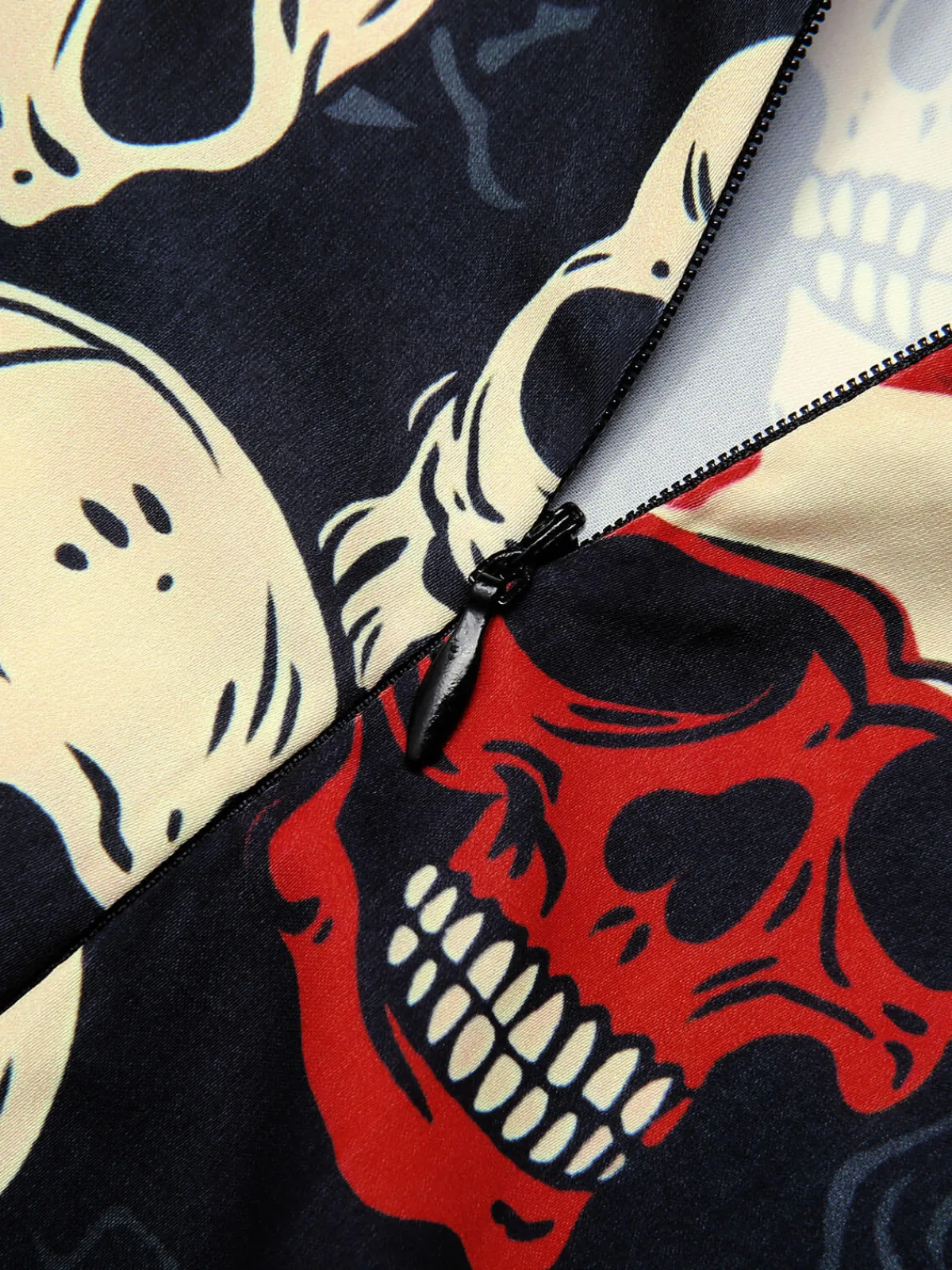 Sale Retro Stage 1960s Halloween Skull Strap Dress Red