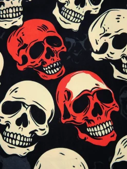 Sale Retro Stage 1960s Halloween Skull Strap Dress Red