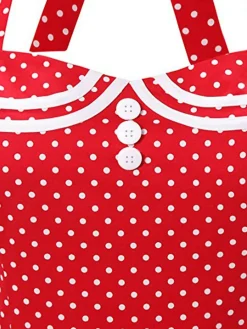 Hot Retro Stage 1950s Halter Polka Dot Dress Red