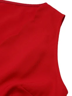 Online Retro Stage 1950s Heart Bow Sleeveless Dress Red