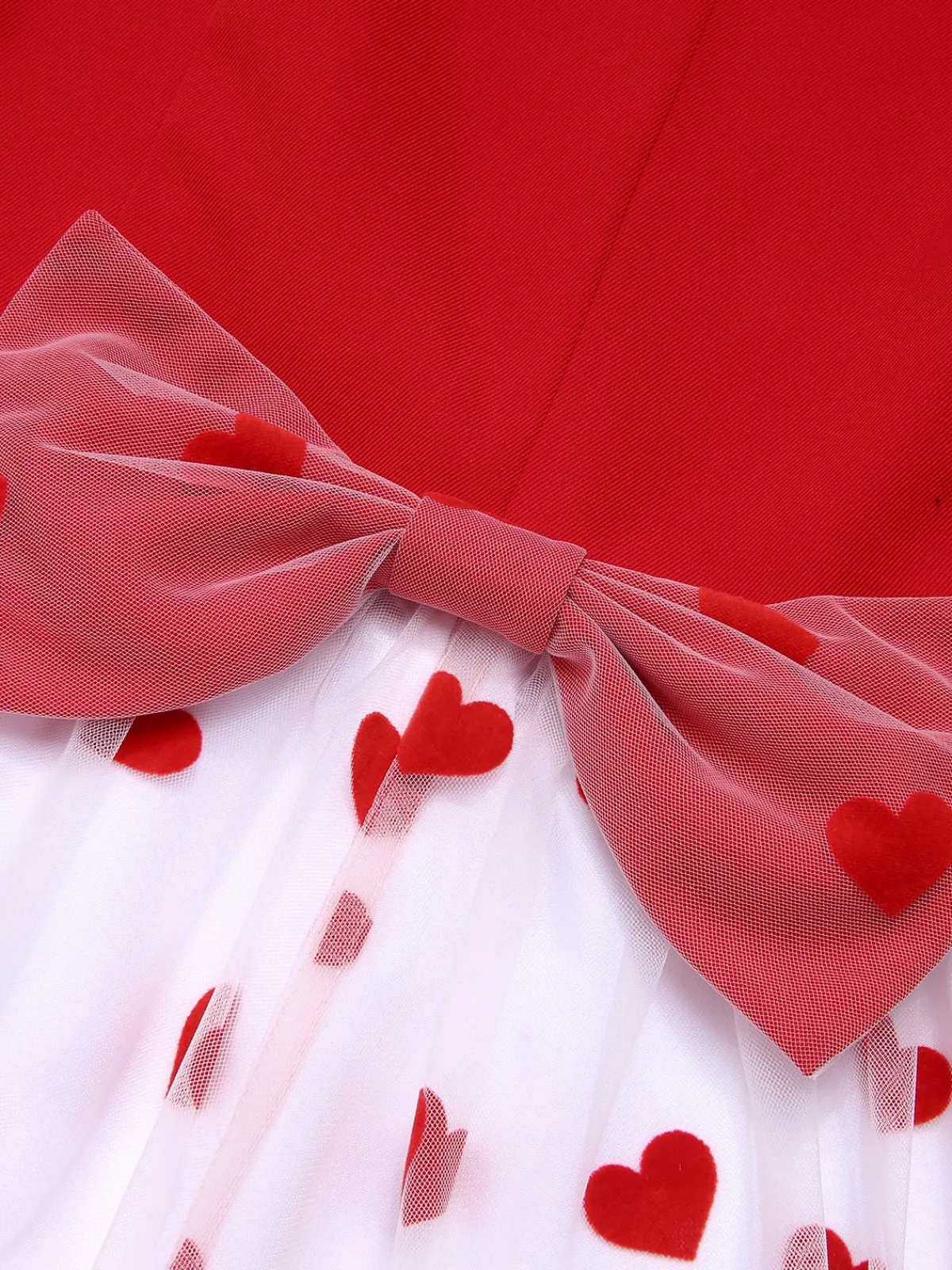 Online Retro Stage 1950s Heart Bow Sleeveless Dress Red