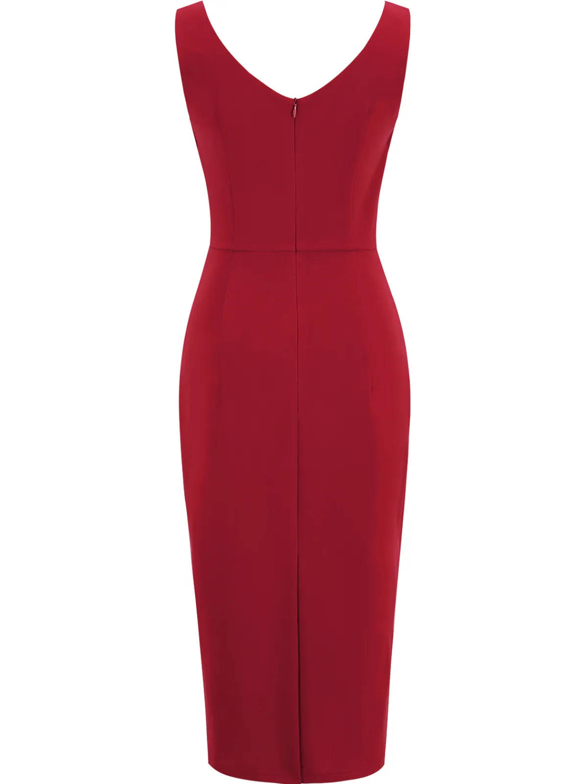 Outlet Retro Stage 1960s Heart Collar Solid Pencil Dress Red