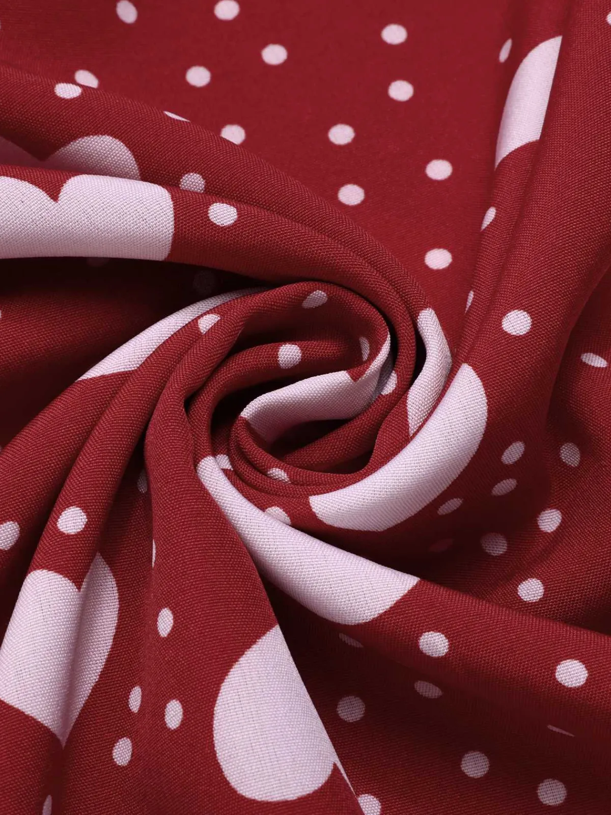 Fashion Retro Stage 1950s Heart Dots Slit A-Line Skirt Red