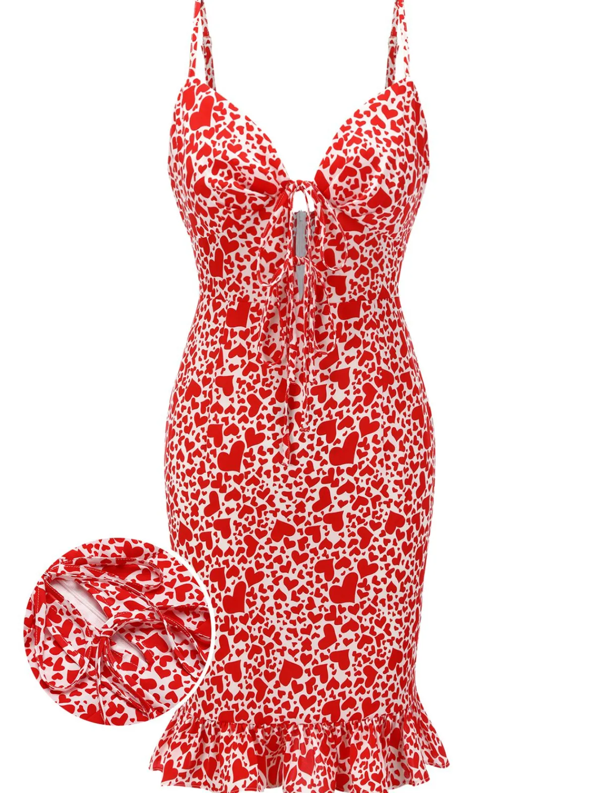 Outlet Retro Stage 1960s Heart Strap Fishtail Dress Red