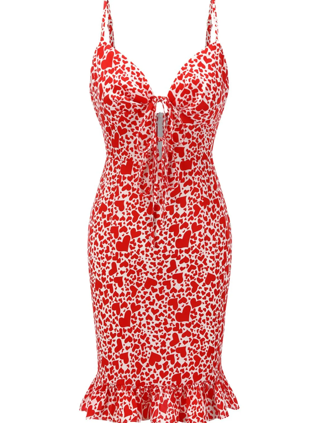 Outlet Retro Stage 1960s Heart Strap Fishtail Dress Red