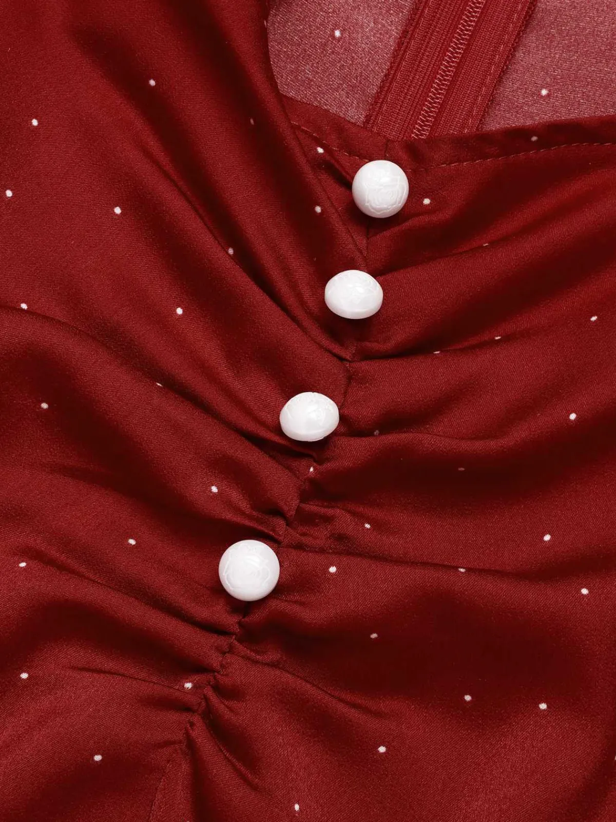 Outlet Retro Stage Red 1960s Hollow Out Button Satin Dress True Red