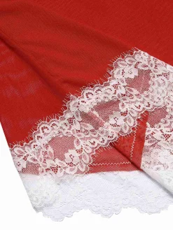 New Retro Stage 1950s Lace Trimmed Sheer Nightgown Red