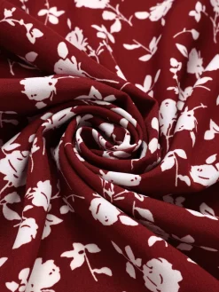 New Retro Stage Red 1940s Lapel Buttons Ditsy Floral Dress