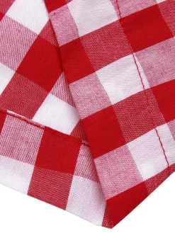 Hot Retro Stage Red 1940s Lapel Plaids Belted Romper