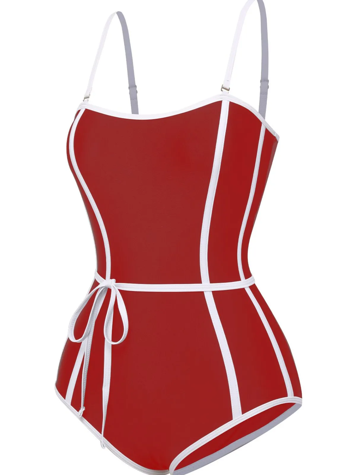 New Retro Stage Red 1960s Lined Sling One-Piece Swimsuit