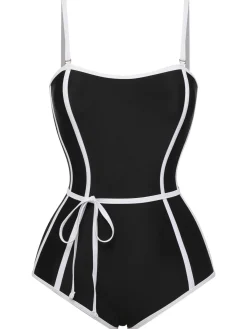 New Retro Stage Red 1960s Lined Sling One-Piece Swimsuit