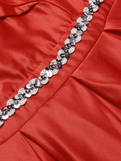 Hot Retro Stage 1930s Off-Shoulder Maxi Evening Dress Red