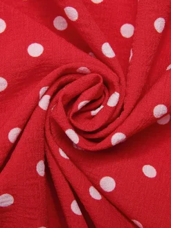 Hot Retro Stage 1950s Off-Shoulder Polka Dots Belted Dress Red