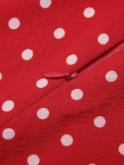 Hot Retro Stage 1950s Off-Shoulder Polka Dots Belted Dress Red