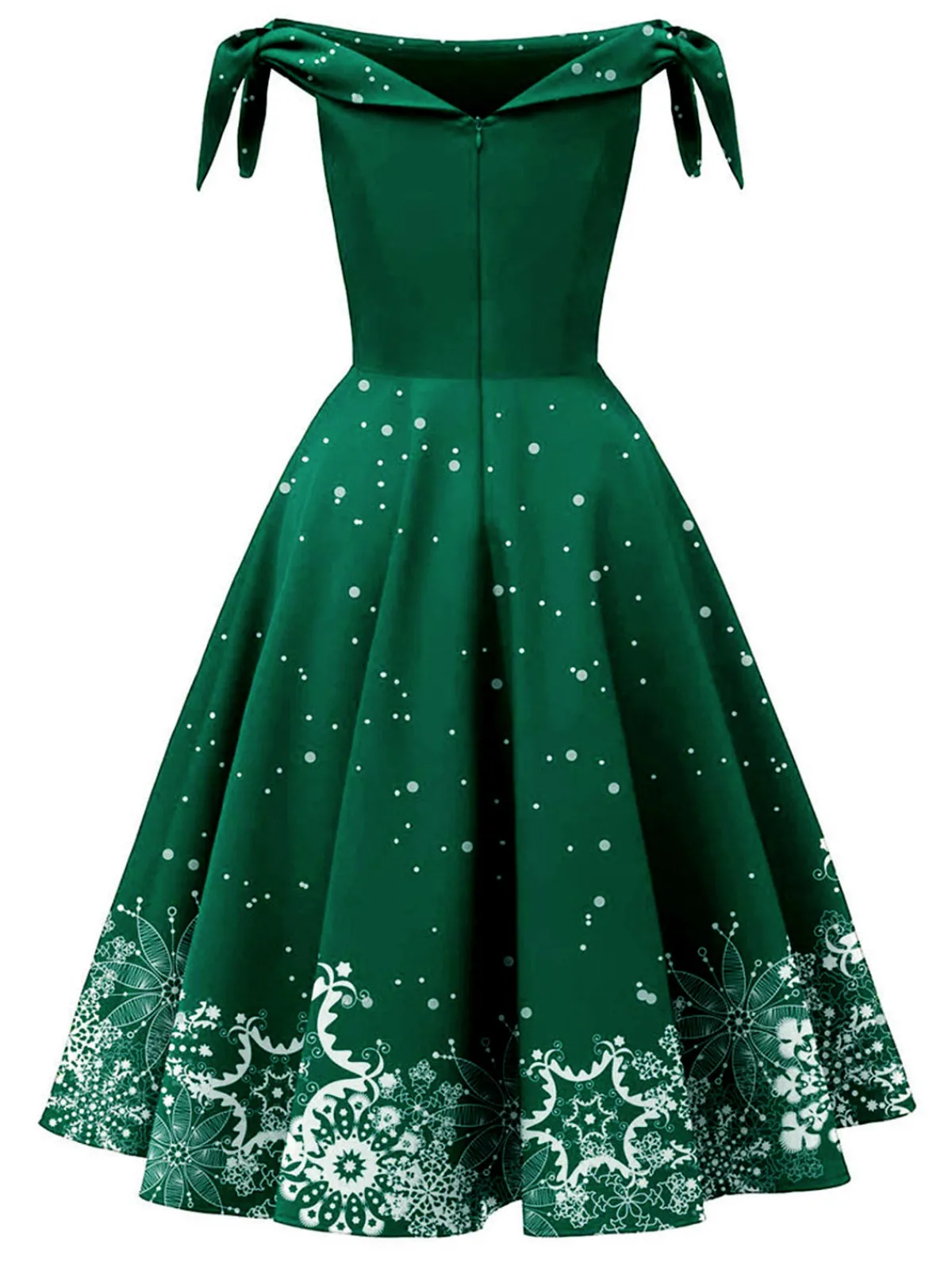 Sale Retro Stage Red 1950s Off-shoulder Snowflake Dress