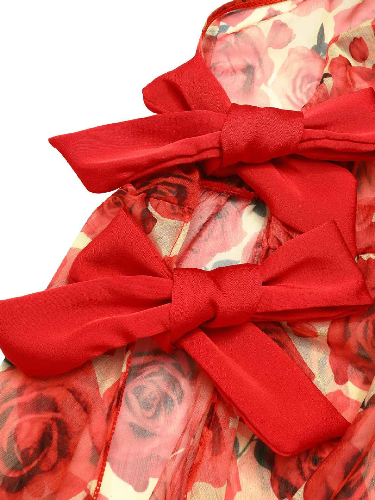 New Retro Stage 1960s One-Shoulder Roses Cover-Up Red