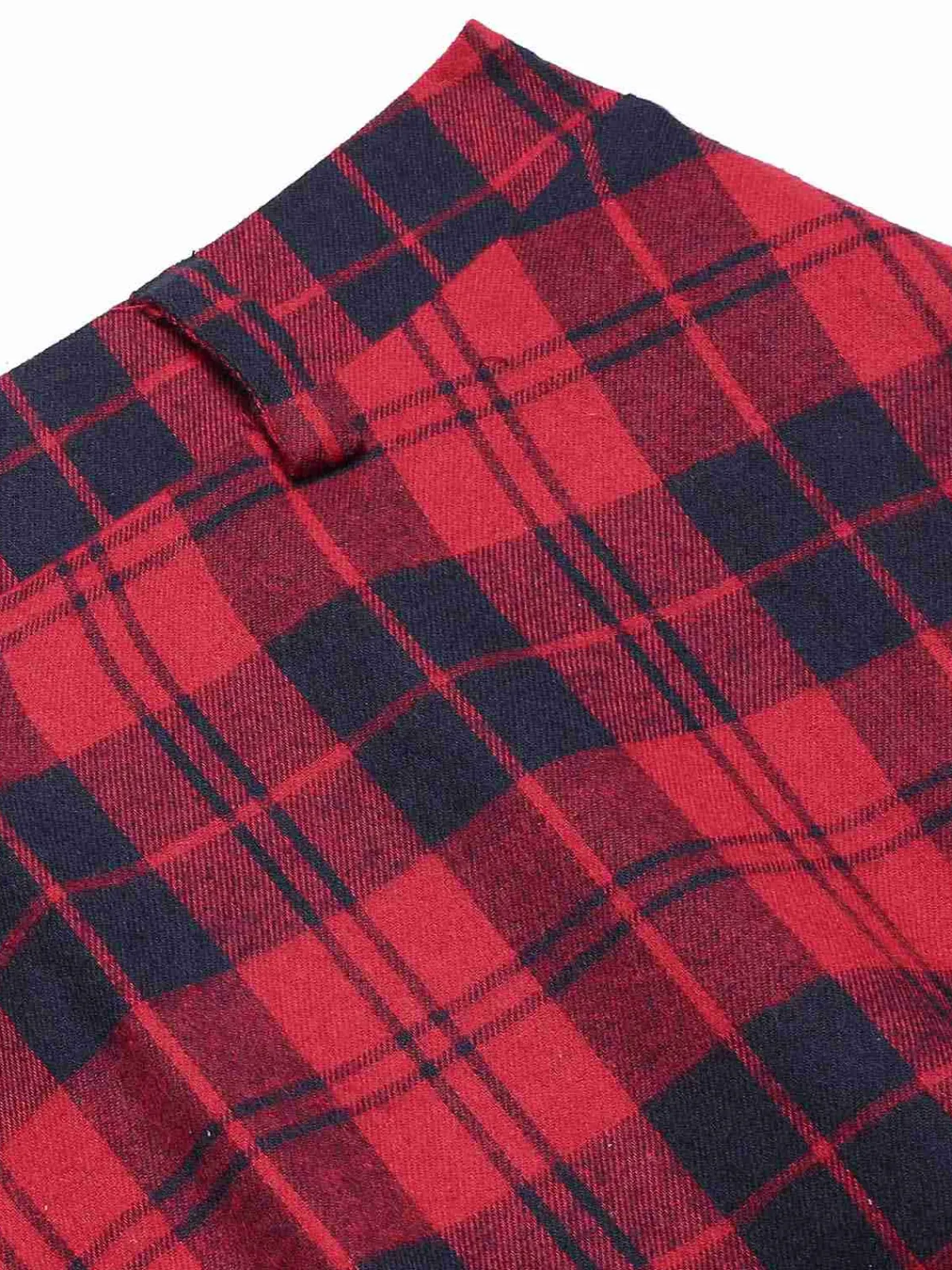 Online Retro Stage 1940s Plaid Belted A-Line Skirt Red