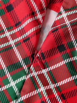 Sale Retro Stage 1950s Plaid Sleeveless Dress Red