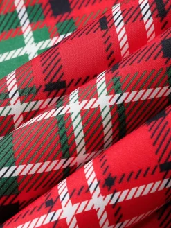 Sale Retro Stage 1950s Plaid Sleeveless Dress Red